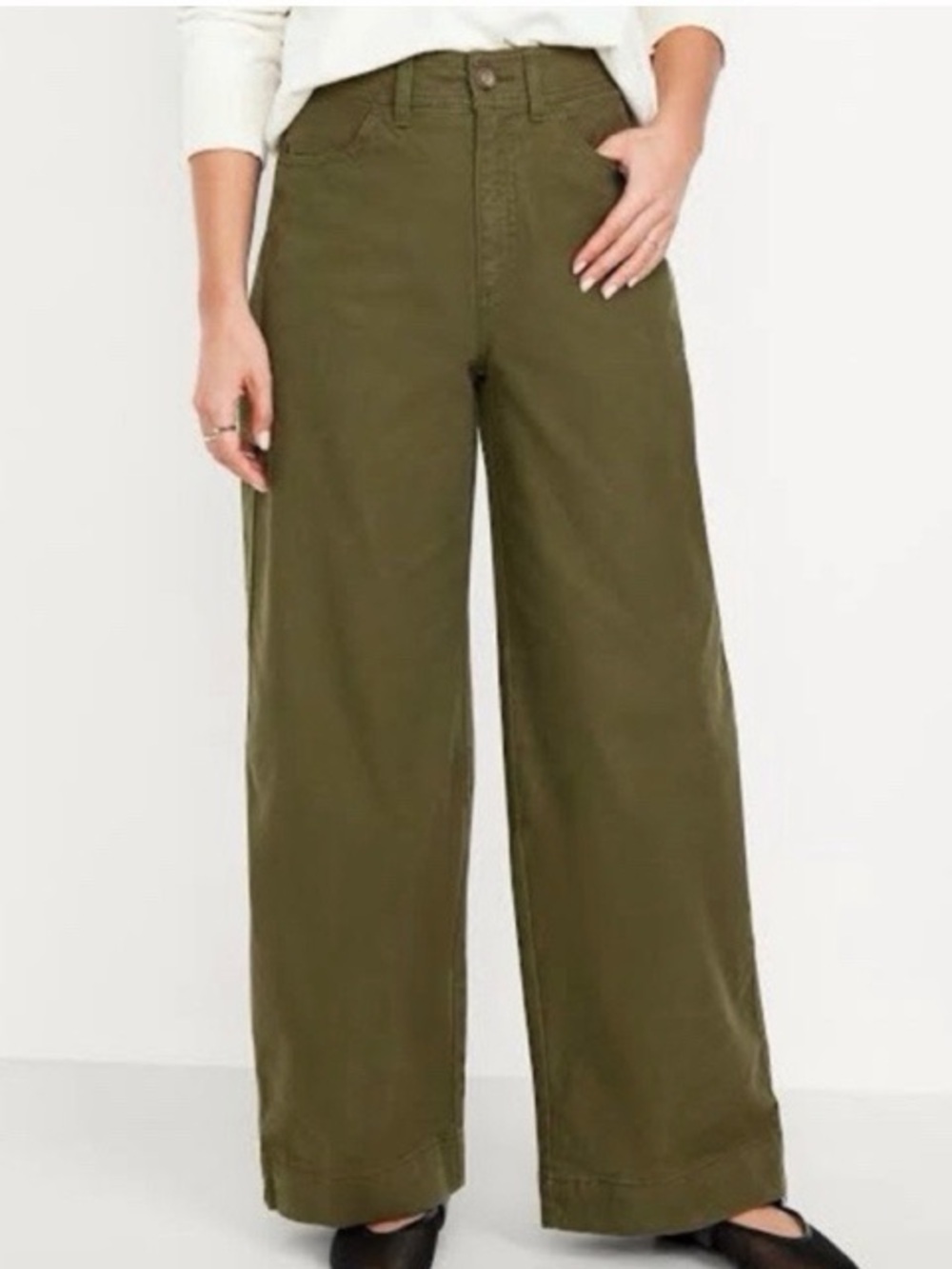 Old Navy Extra High-Rise Wide Leg Pants In Olive NWT